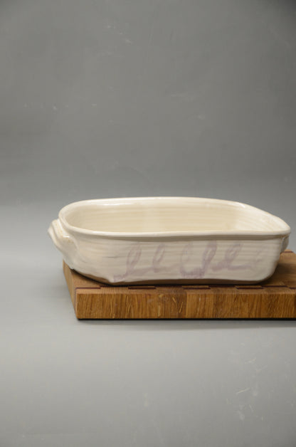 Auflaufform - violette Spiralen