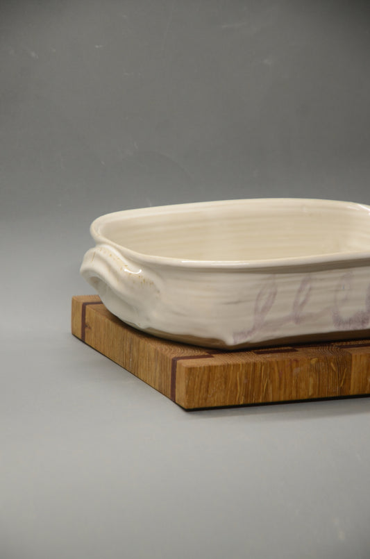 Auflaufform - violette Spiralen